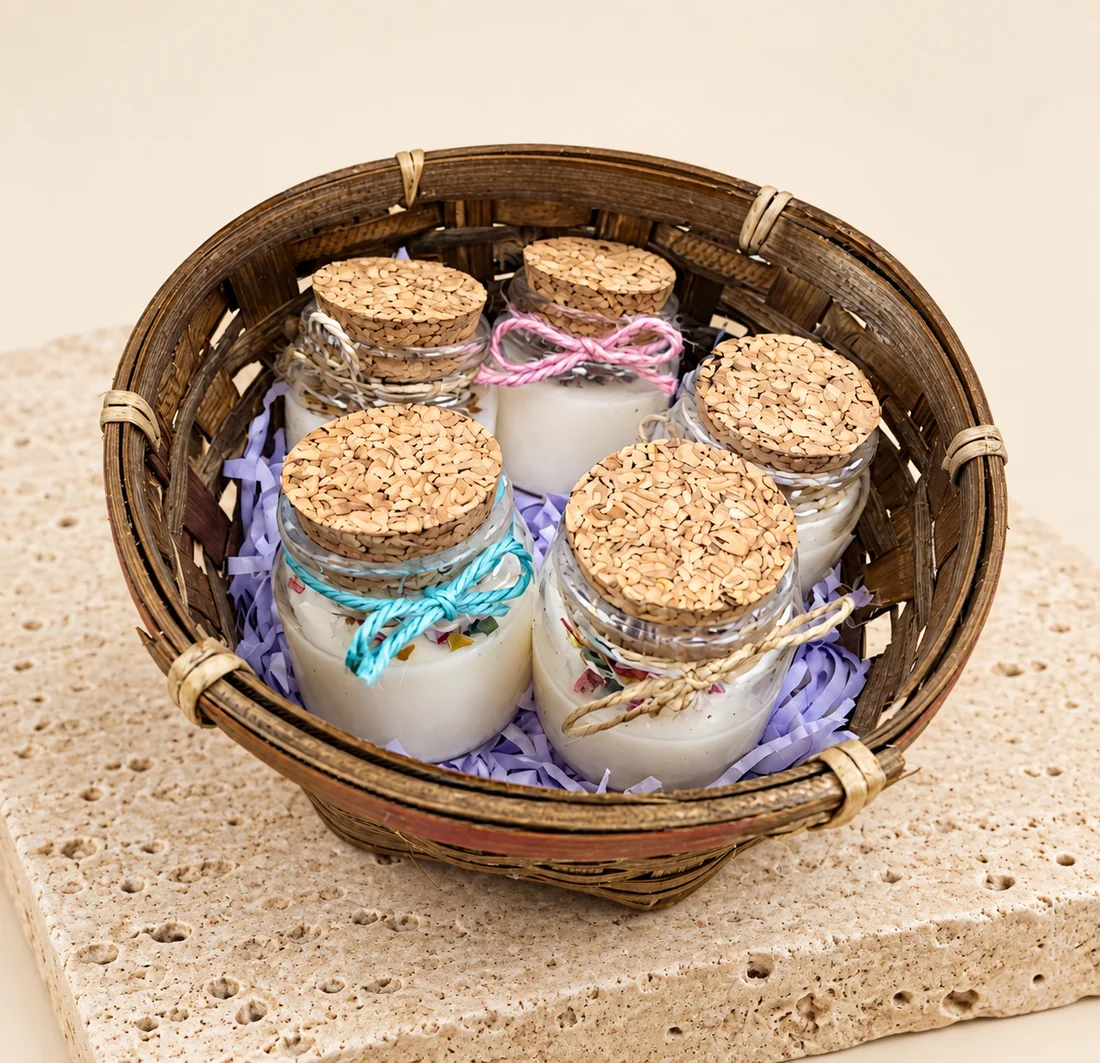 Velas Medium en frasco con tapa de corcho